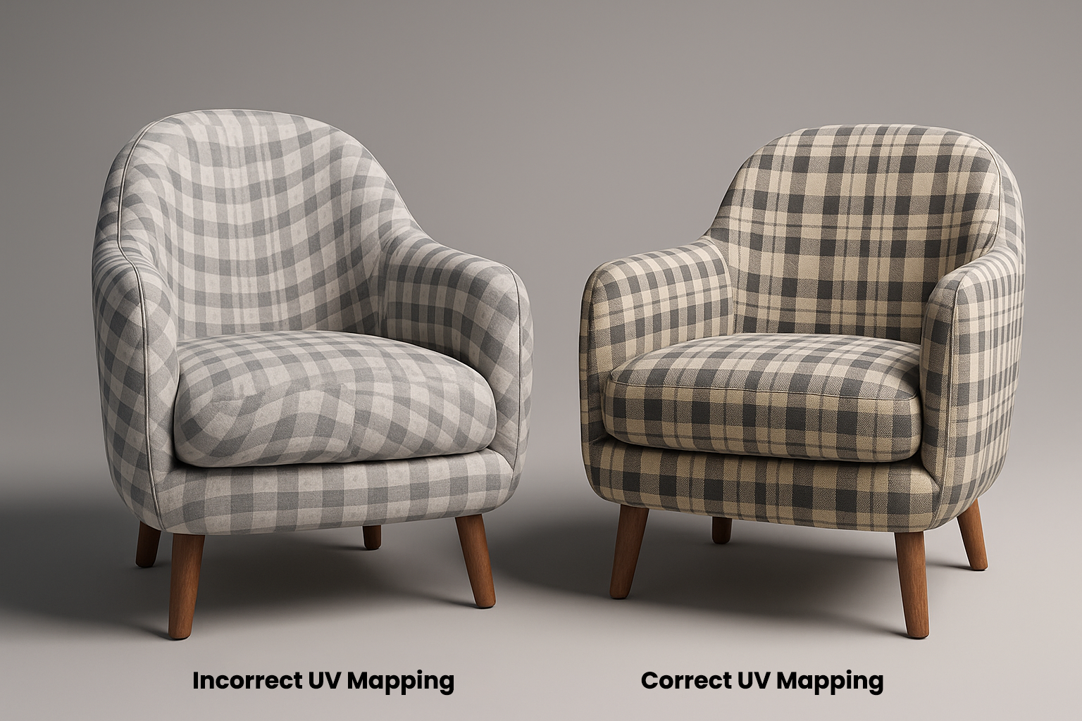 Incorrect UV Mapping-3D Furniture Rendering
