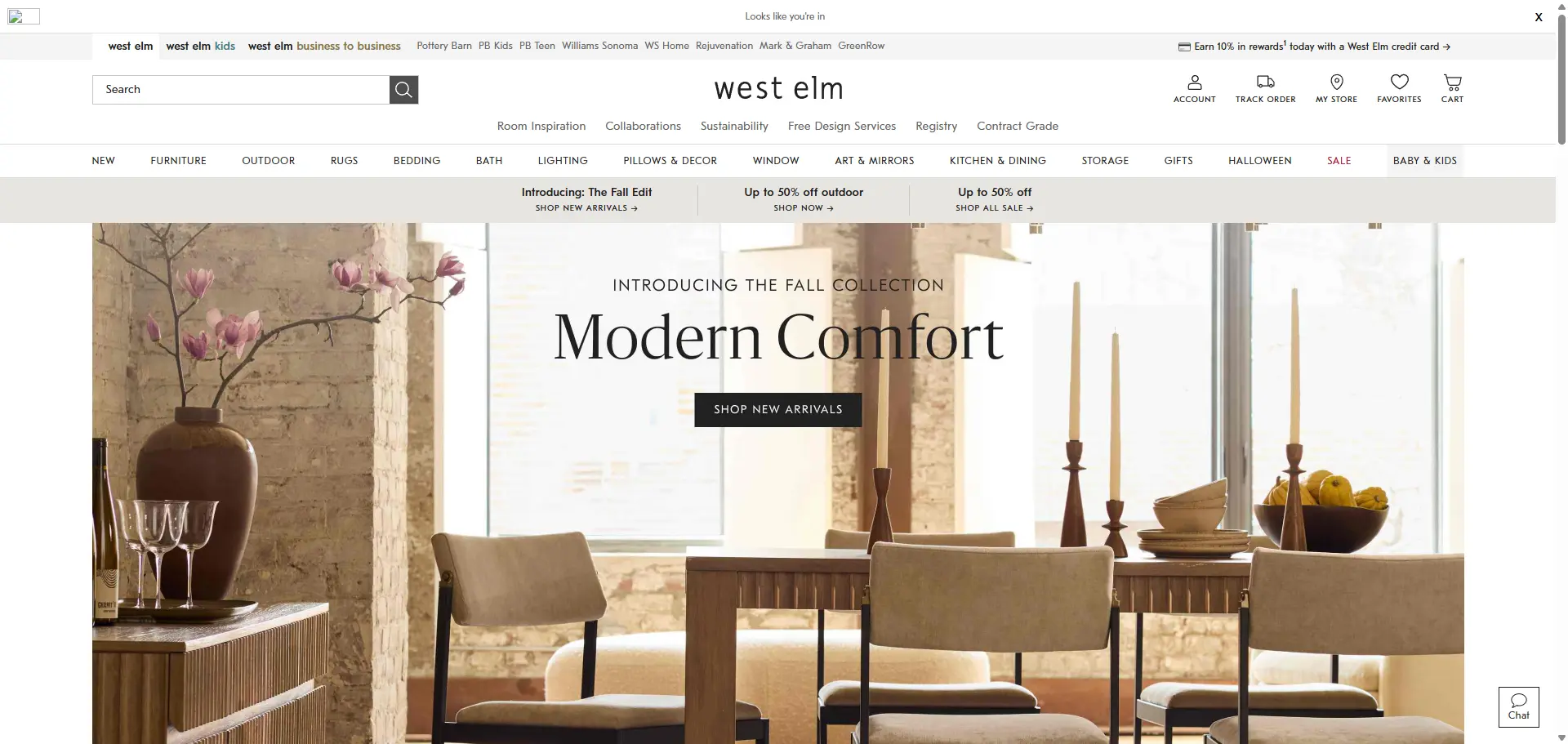 Sustainable furniture brand - west elm website