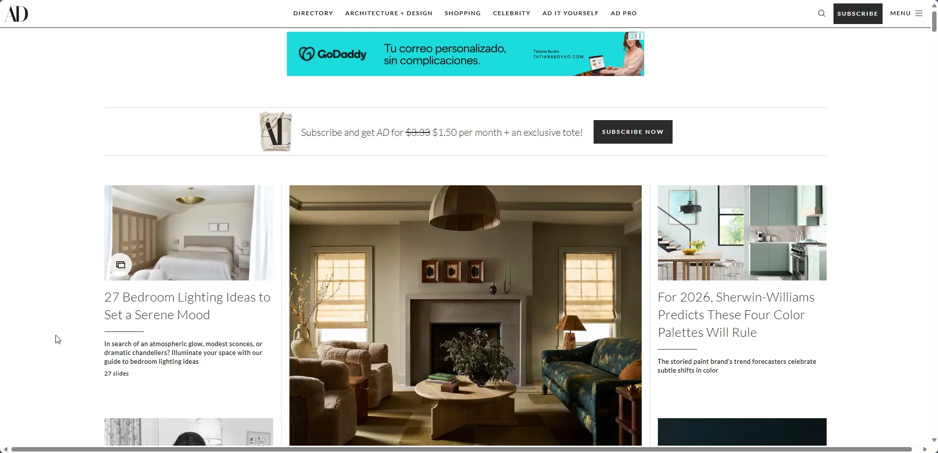 Website of Interior Design Magazines -Architectural Digest