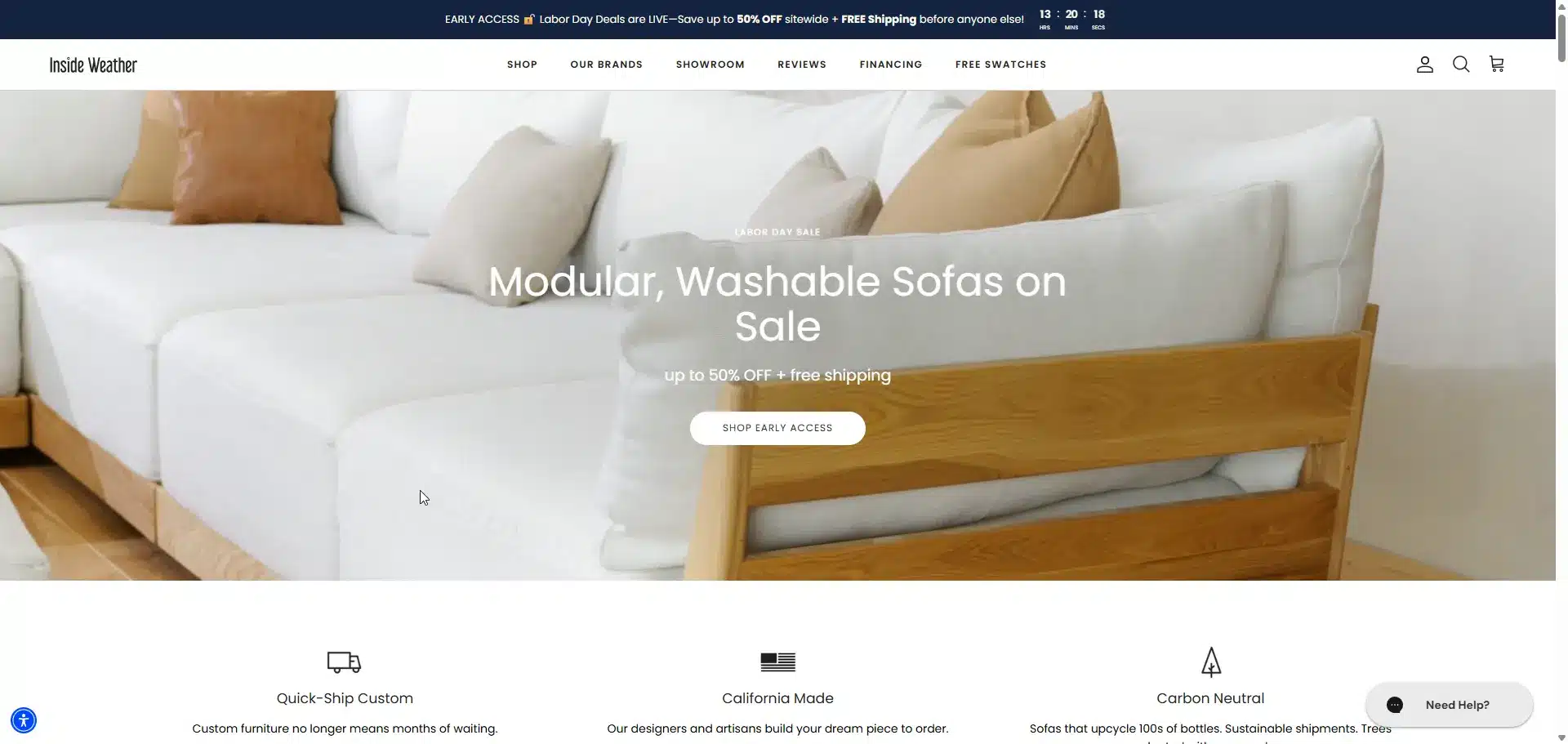 Sustainable furniture brand - inside weather website
