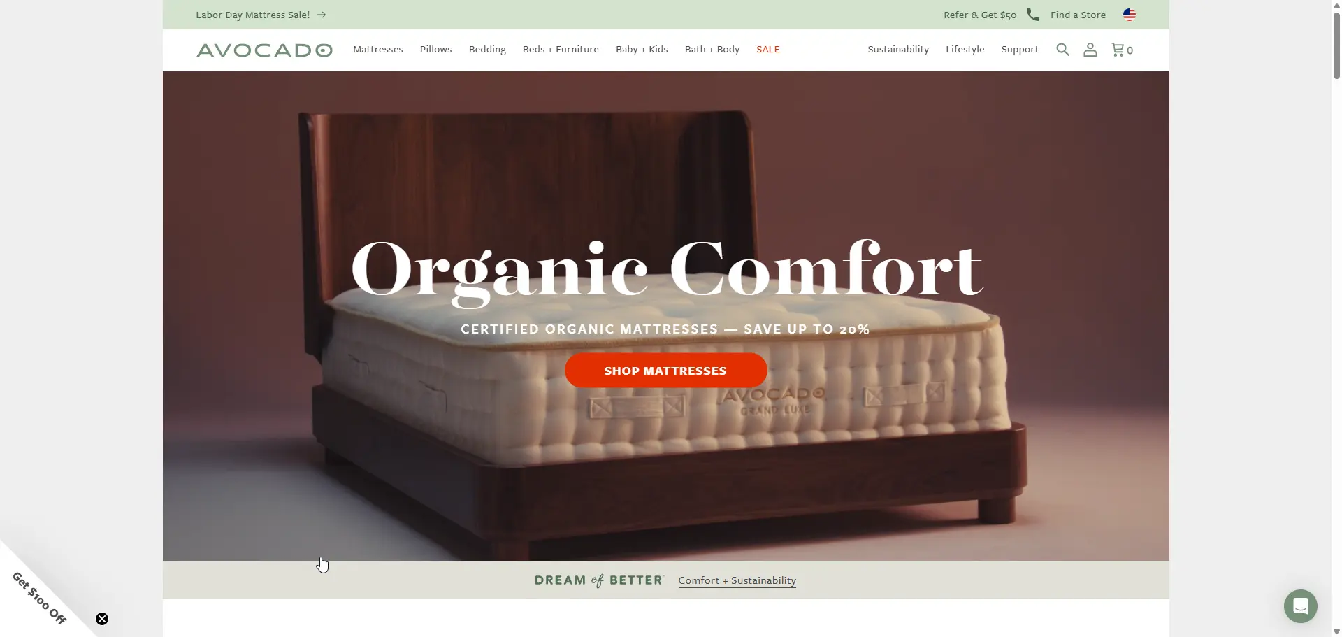 Sustainable furniture brand - avocado website