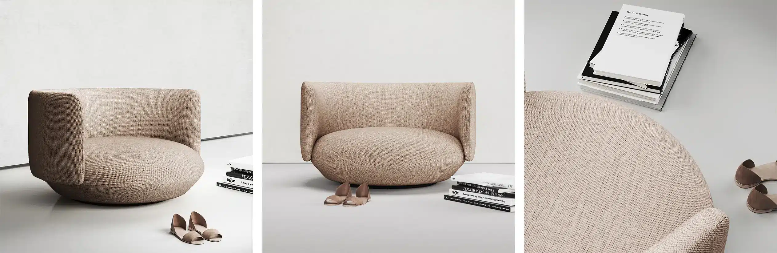 Lifestyle render of Baixo Lounge Chair in real-world use
