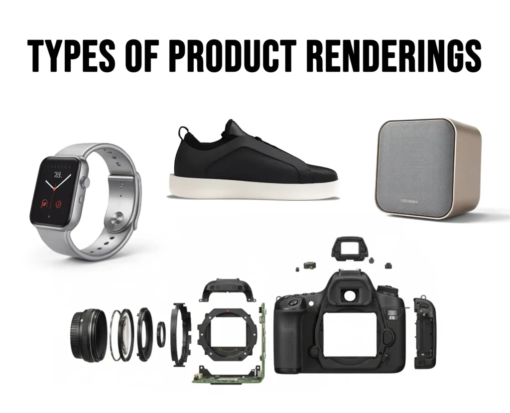 Types of product renders_Hero Lifestyle Cutaway and Exploded View Renderings