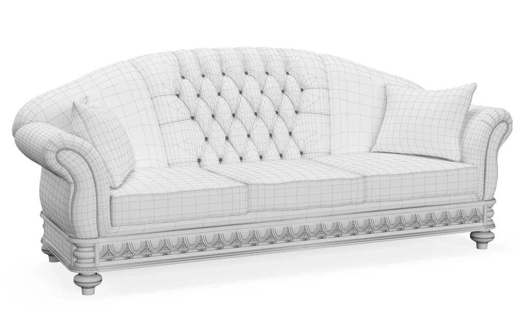 Sofa clay with wireframe
