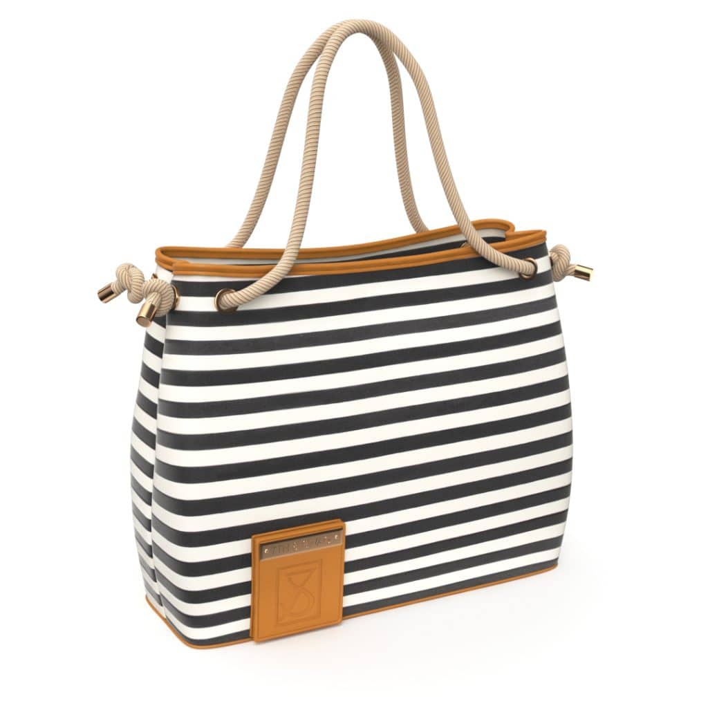 Strip Black Handbag 3D Product Rendering