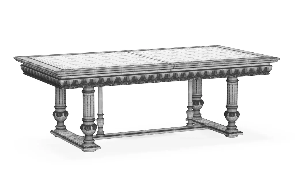 Table clay with wireframe