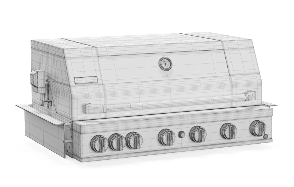 smart 6 burner clay 3d modeling with wireframe