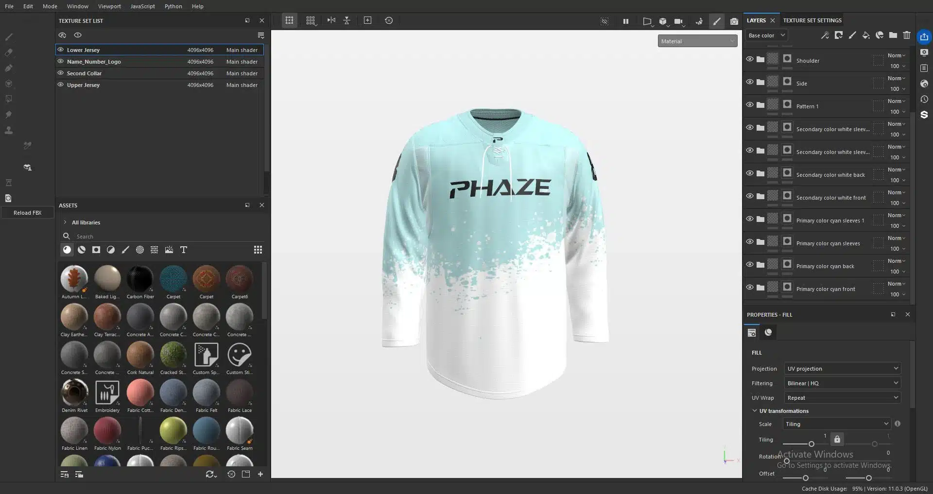 jersey texture-based variation setup