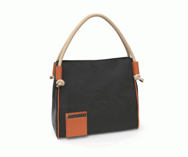 Beach-Black handbag 360 rendering
